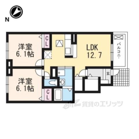 アッソラートⅡ(2LDK/1階)の間取り写真
