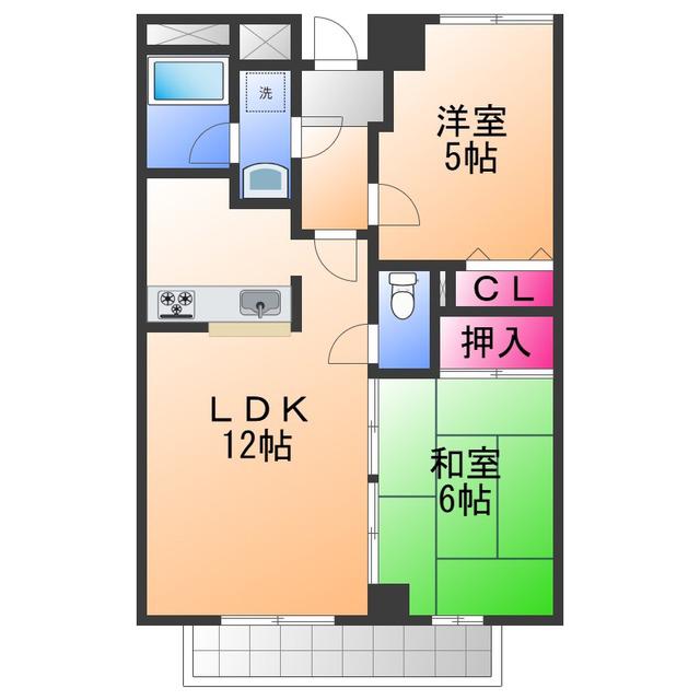 プレステージフジ 忠岡壱番館(2LDK/2階)の間取り写真