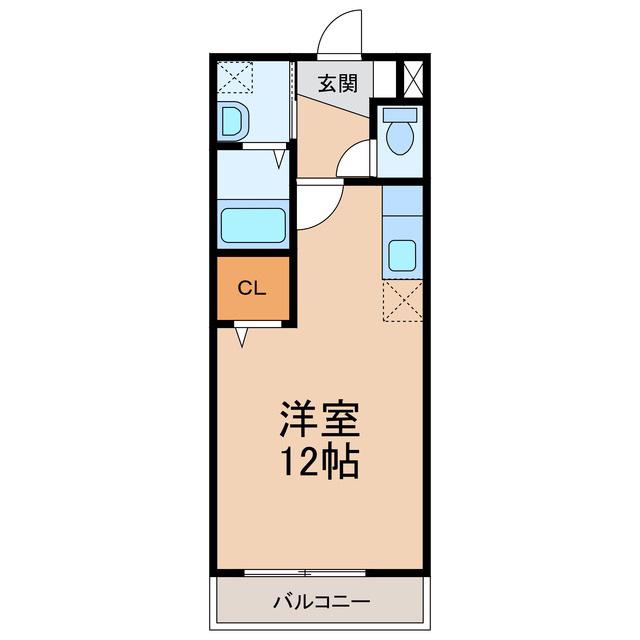 アヴェニール橋向(ワンルーム/2階)の間取り写真