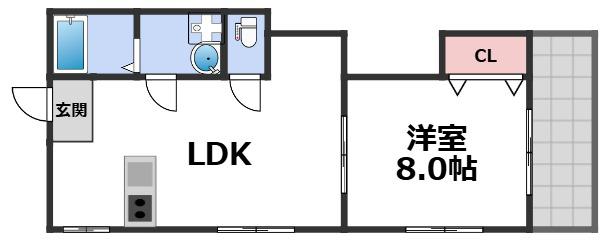 マンション山口(1LDK/2階)の間取り写真