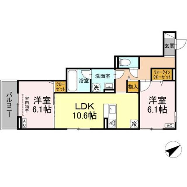 D PAINA 生田(2LDK/2階)の間取り写真