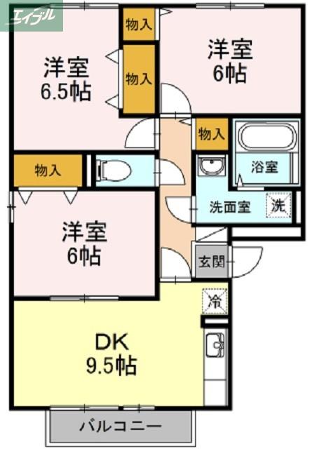 セジュール今C棟(3DK/3階)の間取り写真