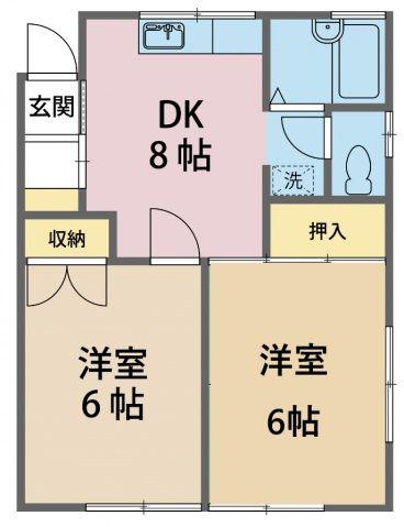 ポルシェ所沢小手指(2DK/1階)の間取り写真