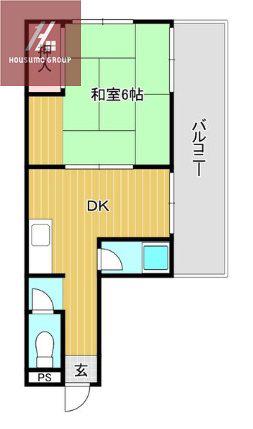 グランベガ平野南(1DK/3階)の間取り写真