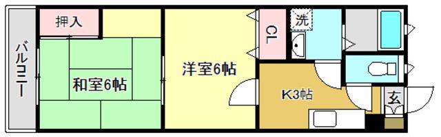 吉川マンション(2K/2階)の間取り写真