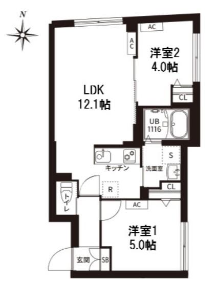 レピュア旗の台レジデンス(2LDK/3階)の間取り写真