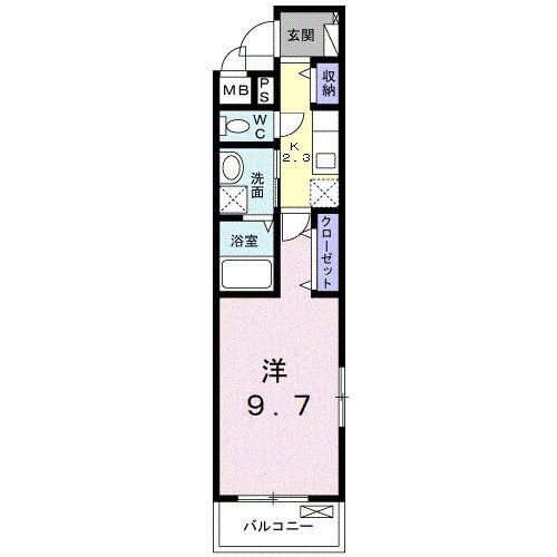 ヒカルサ 小牧田県ウエスト(1K/2階)の間取り写真