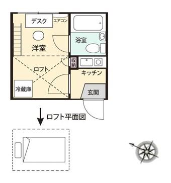 共学国際交流会館 戸山寮(ワンルーム/2階)の間取り写真