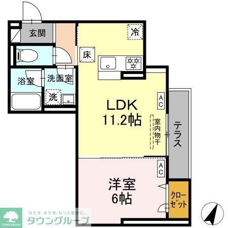 D-ASSET矢崎町(1LDK/3階)の間取り写真
