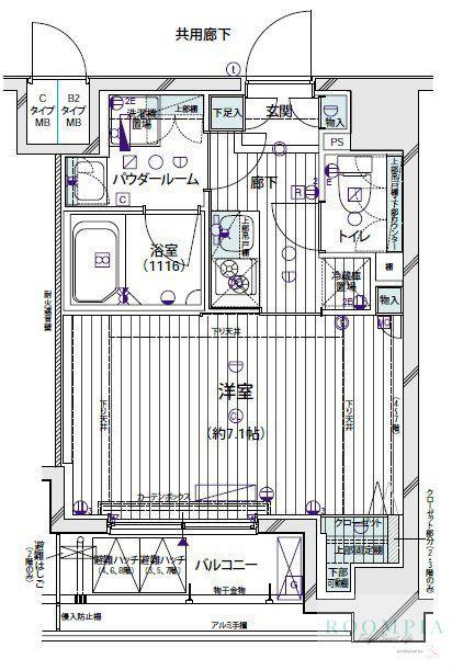メインステージ東新宿(1K/7階)の間取り写真