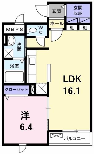 メゾン・ド・リアンIII(1LDK/1階)の間取り写真