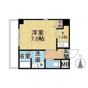 ラ・ミュー藤ヶ丘(1K/5階)の間取り写真