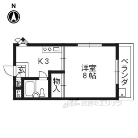 シルクハウスⅡ(1K/3階)の間取り写真