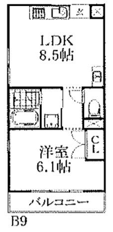 THE ORCHARD YAHATA B棟(1LDK/2階)の間取り写真