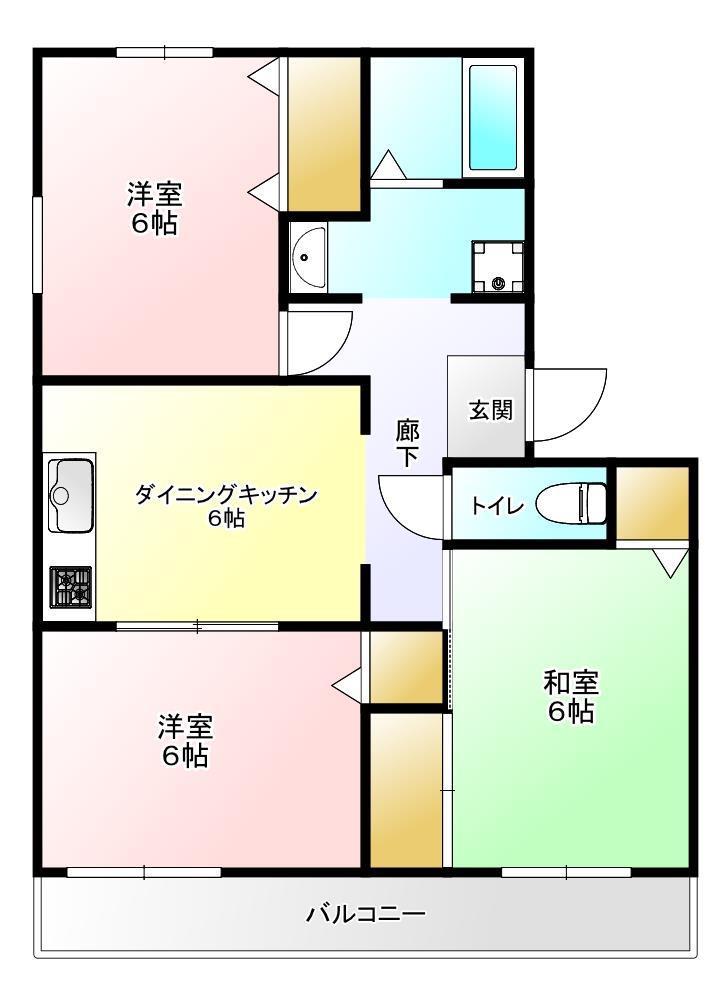 グリーンパーク(3DK/2階)の間取り写真