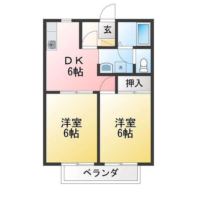 ドリームときわ(2DK/2階)の間取り写真
