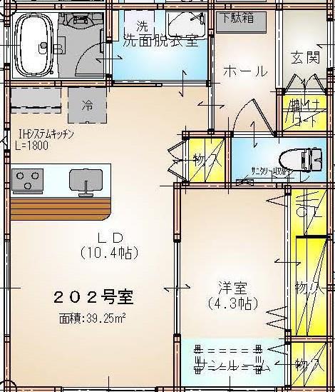 プルミエリアI(1LDK/2階)の間取り写真
