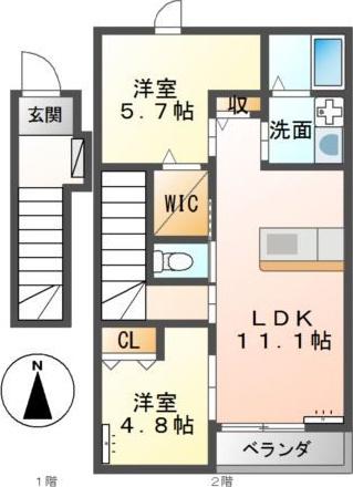 ロイヤルメゾン(2LDK/2階)の間取り写真