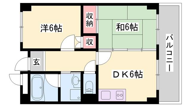 アーバンヤシロ(2DK/1階)の間取り写真