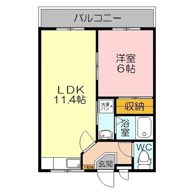 サンパティーク山中(1LDK/2階)の間取り写真