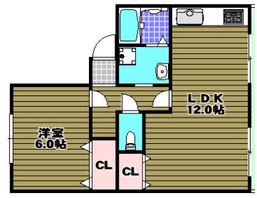 タウニィハイツ金剛(1LDK/2階)の間取り写真