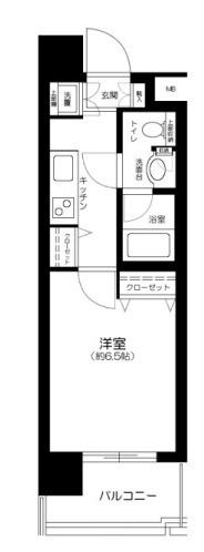 パレステュディオ渋谷本町(1K/6階)の間取り写真