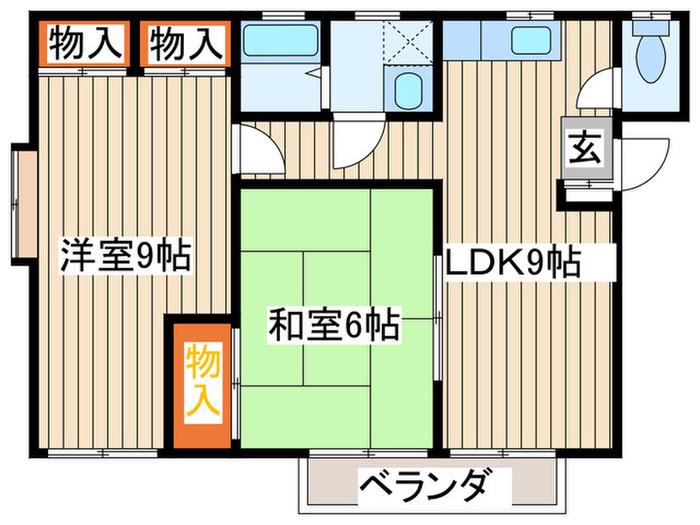 コスモスハイツ II(2LDK/1階)の間取り写真