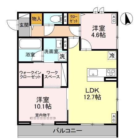 カームグロウ(2LDK/3階)の間取り写真