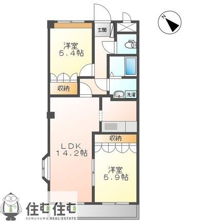 聖心町の館(2LDK/3階)の間取り写真