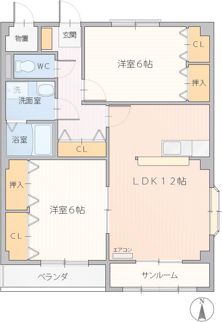 エスポワール西開発(2LDK/1階)の間取り写真