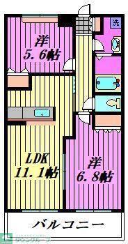 サン・キャッスル(2LDK/2階)の間取り写真