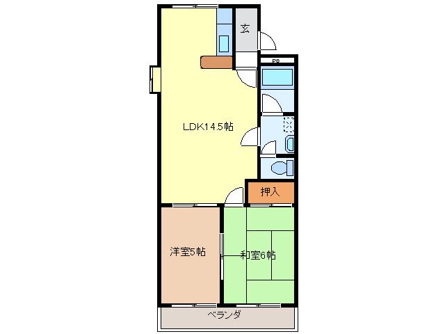 サンヒルズ(2LDK/2階)の間取り写真
