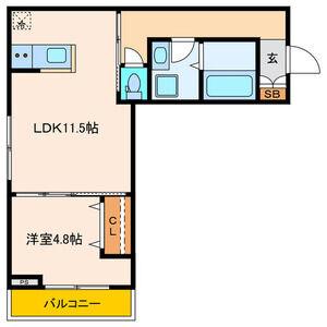 パセオプラシード連坊(1LDK/3階)の間取り写真