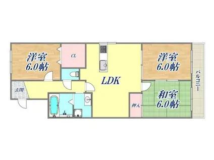 ファイン苦楽園(3LDK/2階)の間取り写真