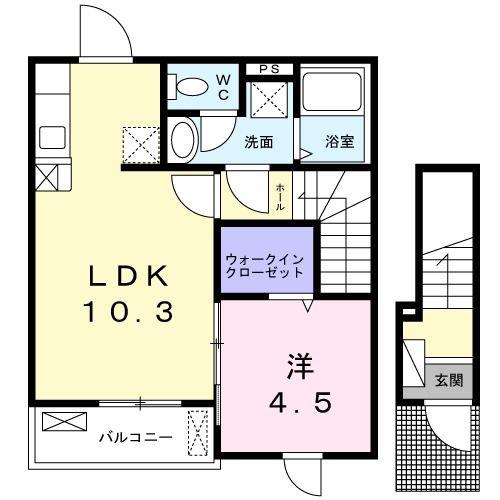 アインスブルク(1LDK/2階)の間取り写真