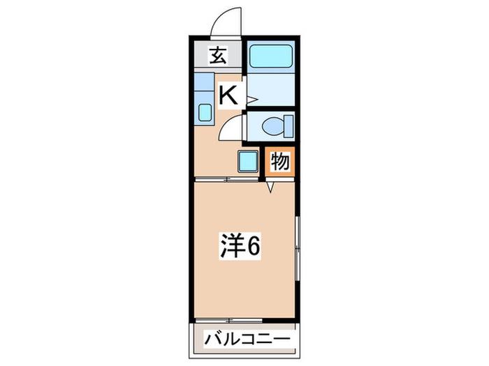 メルシー大西(1K/2階)の間取り写真