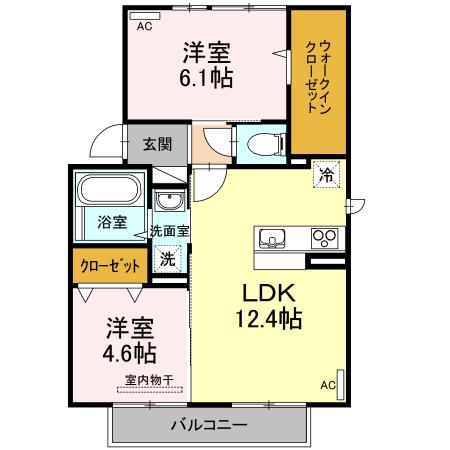 ルーチェ・プラッシード(2LDK/2階)の間取り写真