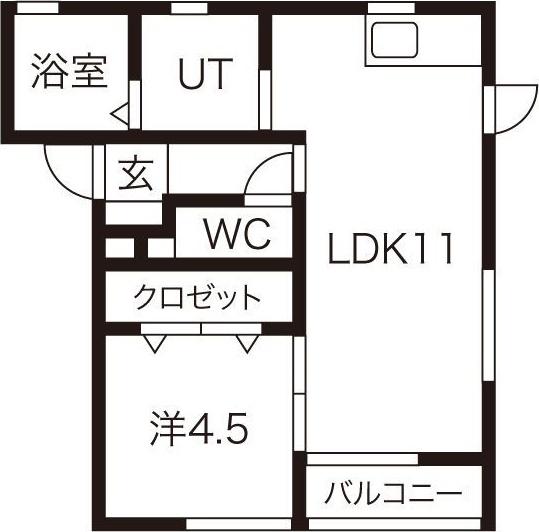 ローヌC(1LDK/1階)の間取り写真