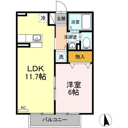 グランシャリオ・フォルテ(1LDK/2階)の間取り写真