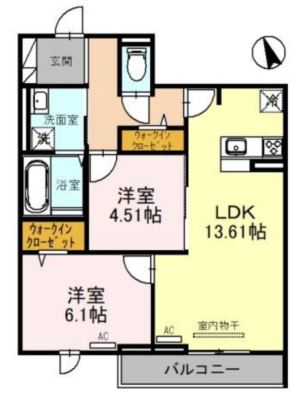 RAINBOW(2LDK/2階)の間取り写真