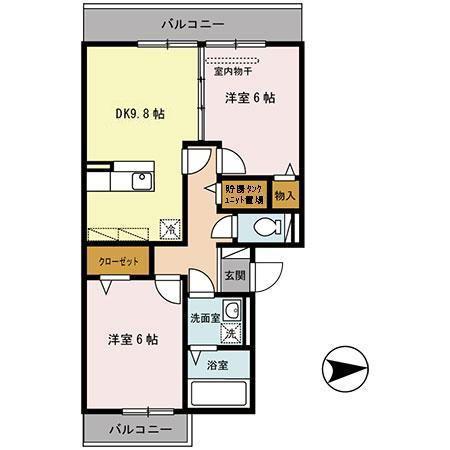 アビーロード巽東(2DK/2階)の間取り写真