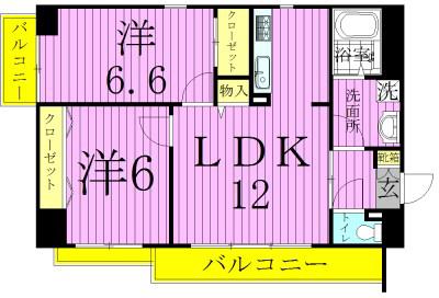 アレグレット千住宿(2LDK/6階)の間取り写真