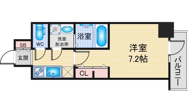 S-RESIDENCE名古屋菊井ALINE(1K/6階)の間取り写真