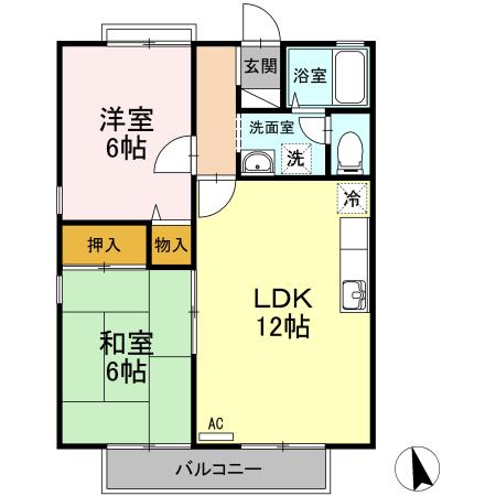 ハウスアーバン(2LDK/2階)の間取り写真