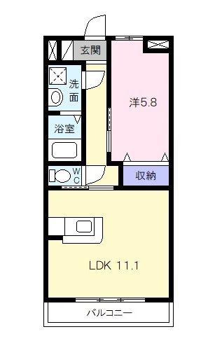 シャンティーク(1LDK/6階)の間取り写真