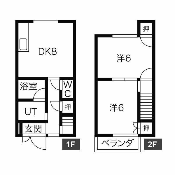 パークハイムIV(2DK/1階)の間取り写真
