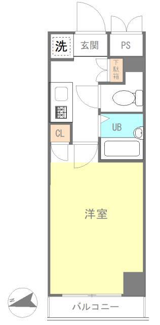スカイコート恵比寿(1K/5階)の間取り写真