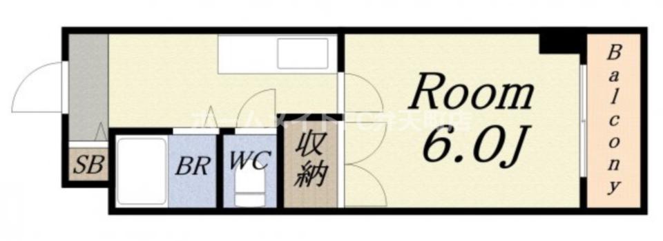 ハーモニー南市岡(1K/3階)の間取り写真