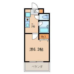 メゾンドゥエスポワール(1K/2階)の間取り写真