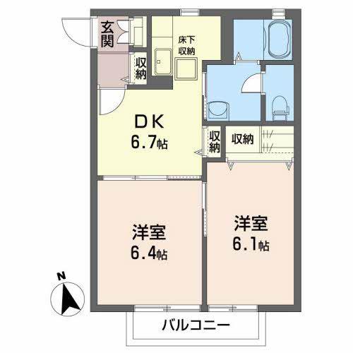 セフィラ旭 A棟(2DK/1階)の間取り写真